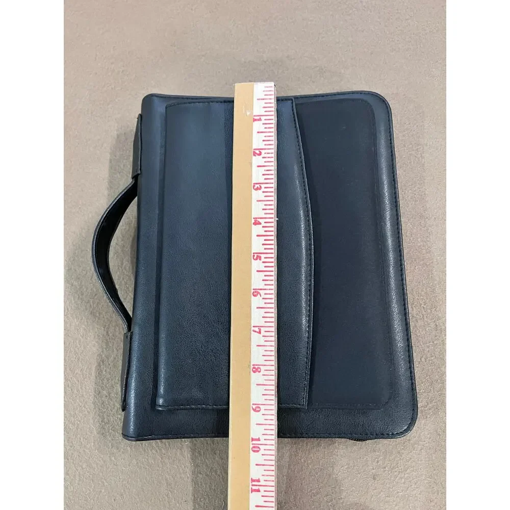 Daytimer Brief Case Style Black Faux Leather & Fabric Zippered Planner Cover